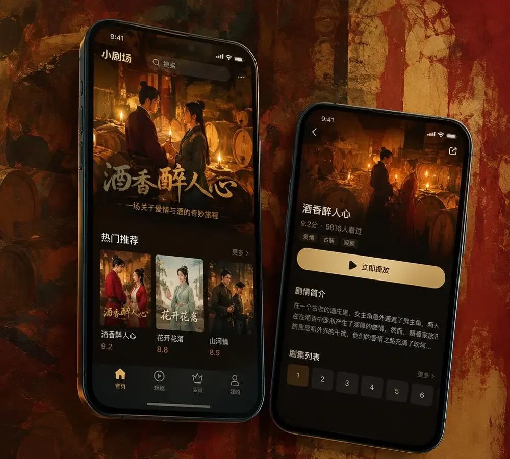 黄果短剧 APP 双端界面预览